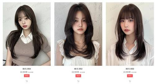 실제로 판매되고 있는 AI 헤어모델 사진 [AI 헤어모델 제작 업체 '헤어봐' 홈페이지 캡처. 재판매 및 DB 금지]
