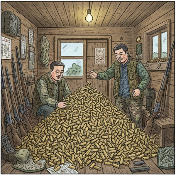 선수용 실탄 5만발이 사냥꾼들에게 흘러들어갔다(사진=나노바나나 생성 이미지)