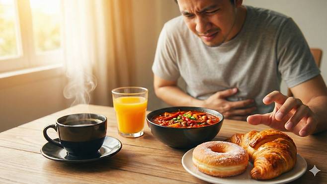 커피, 당류, 매운 음식 등은 공복 시 섭취를 피해야 한다 | 출처: Gemini