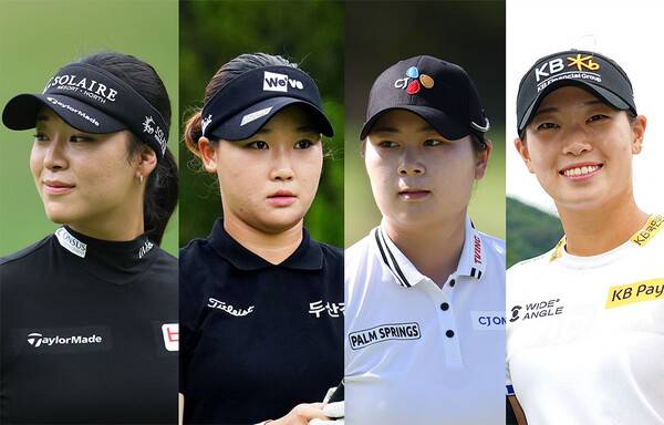 미국여자프로골프(LPGA) 투어에서 뛰는 윤이나 프로. 한국여자프로골프(KLPGA) 투어 멤버 김민솔, 홍정민, 방신실 프로. 사진제공=KLPGA (사진을 무단으로 사용하지 마십시오.)