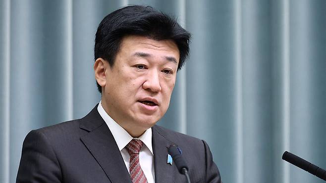 기하라 미노루 일본 관방장관 [연합뉴스/AFP 제공]