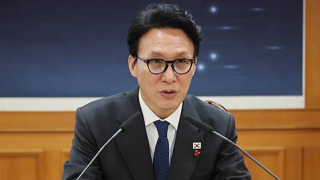 김민석 국무총리가 6일 서울 종로구 정부서울청사에서 열린 총리실 업무보고에서 발언하고 있다.