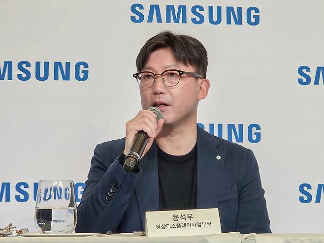 용석우 삼성전자 영상디스플레이사업부장 사장이 5일(현지시간) 미국 라스베이거스 CES 2026 현장에서 열린 국내 기자간담회에서 발언을 하고 있다. [삼성전자 제공]