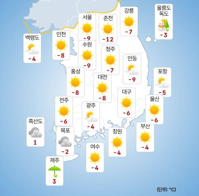 ⓒ기상청 내일(8일) 오전 날씨