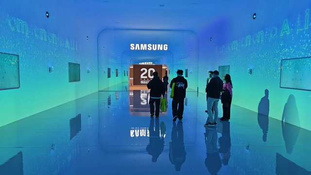 미국 라스베이거스 윈 호텔에 6일(현지시간) 마련된 삼성전자 단독 전시관 입구. 장우진 기자