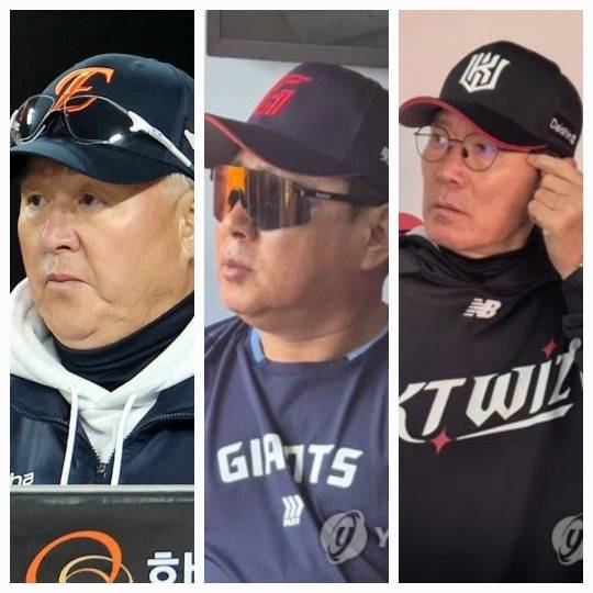 왼쪽부터 김경문, 김태형, 이강철 감독