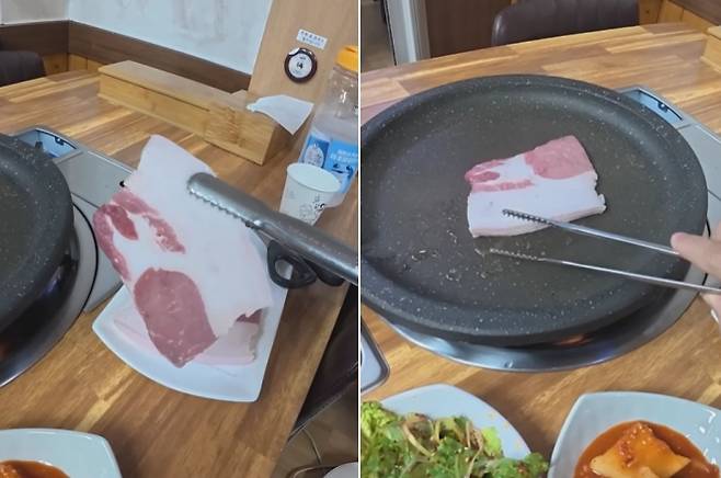 한 여행 유튜버가 지난해 울릉도 여행에서 간 고깃집에서 1인분(120g) 1만 5000원짜리 삼겹살을 시켰다가 살코기보다 비계가 눈에 띄게 많은 고기를 받아 ‘바가지 논란’이 일었다. 유튜브 채널 ‘꾸준’ 캡처