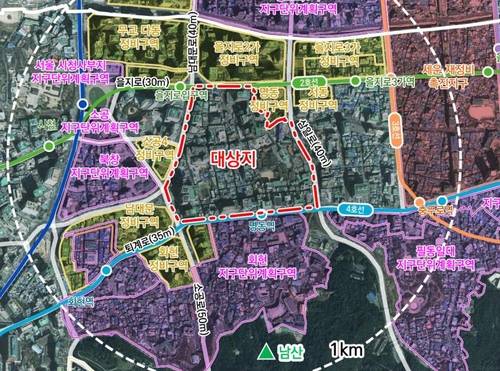 명동관광특구 지구단위계획구역 위치도.. 사진 제공 = 서울 중구청