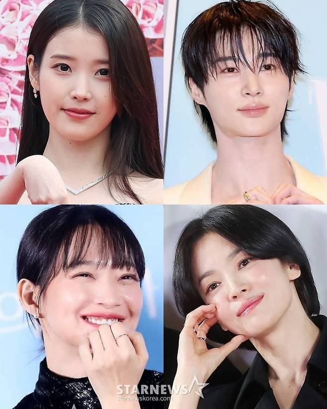 (왼쪽 위부터 시계 방향으로) 아이유 변우석 송혜교 신민아 /사진=스타뉴스