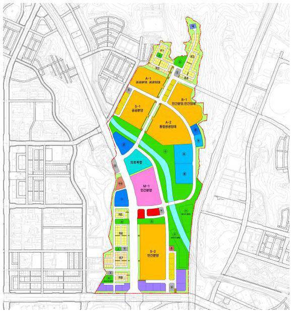 대전 유성 죽동2지구 토지이용계획도.