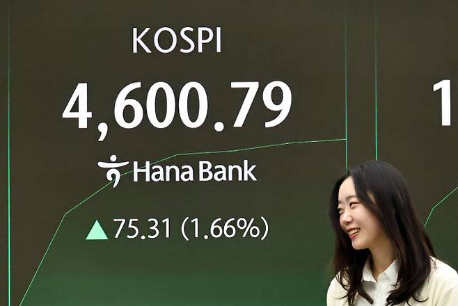 7일 서울 중구 하나은행 딜링룸 현황판에 코스피 지수 등이 표시되고 있다. (사진=연합뉴스)