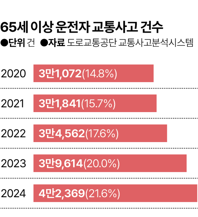 65세 이상 운전면허 반납 건수. 그래픽=김대훈 기자
