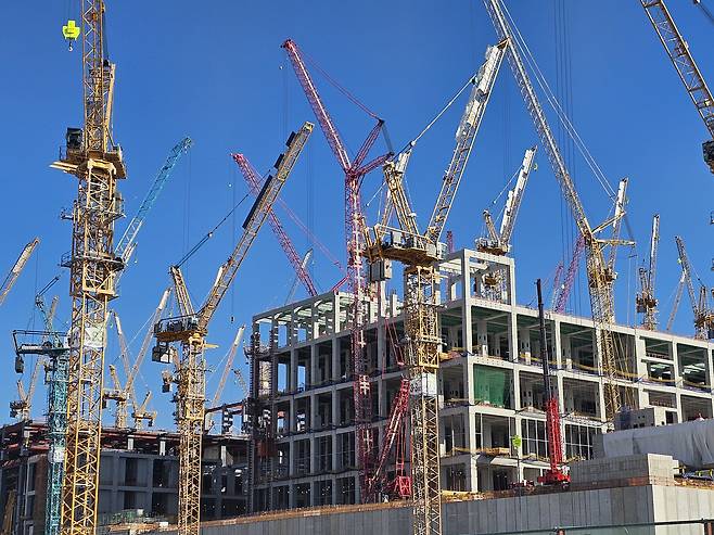 A view of construction under way at Yongin semiconductor cluster site in December 2025 led by SK hynix, which plans to invest 600 trillion won ($414 billion) in the project [SK HYNIX]