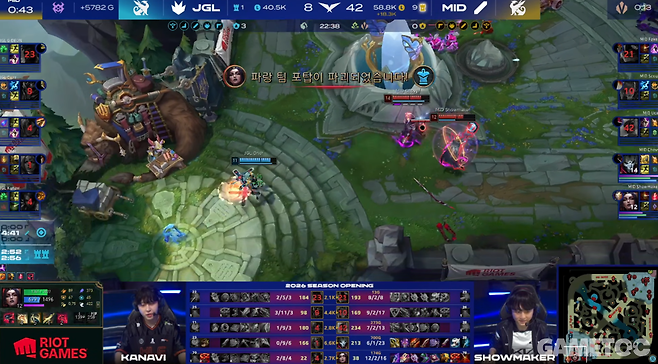 압도적인 무력 차이로 터져버린 게임 (사진= LCK 공식 유튜브)