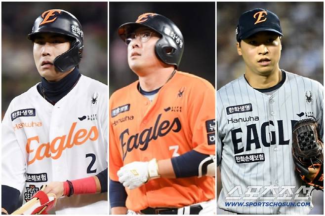 왼쪽부터 심우준, 안치홍, 엄상백. 스포츠조선DB