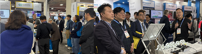 CES2026 통합한국관 VIP인바운드투어에서 발표중인 송민규 클레어옵틱 대표. 사진=클레어옵틱 제공