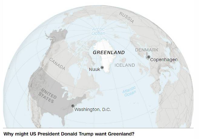 그린란드의 지정학적 위치. CNN 갈무리.