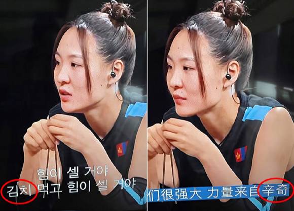 넷플릭스 예능 '피지컬 아시아'에서 김치의 중국어 자막을 신치﻿(辛奇)로 표기한 장면. [사진=서경덕 교수 인스타그램]