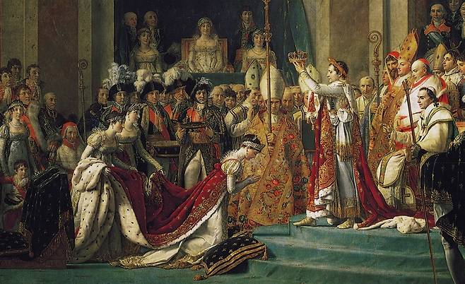 자크 루이 다비드, 나폴레옹 1세의 대관식(일부 확대), 1805~1807, 캔버스에 유채, 621x979cm, 루브르 박물관