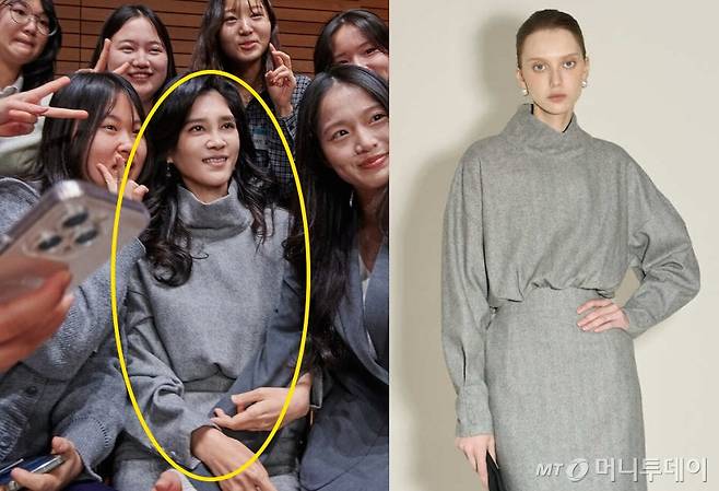 이부진 호텔신라 사장이 9일 서울 리움미술관에서 올해 새로 선발된 장학생들과 만나는 자리에 과거 착용했던 17만원대 원피스를 또 입고 등장해 눈길을 끌었다. /사진=두을장학재단, 딘트