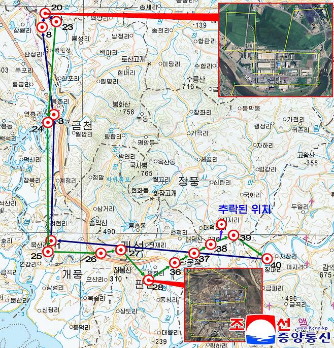 A map released by the North's state-controlled Korean Central News Agency shows the routes of drones that Pyongyang alleges were sent across the inter-Korean border by Seoul. [YONHAP]