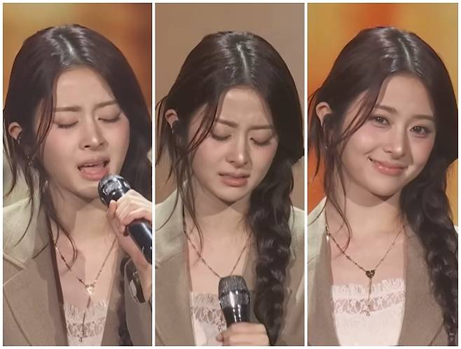 걸그룹 르세라핌 멤버 허윤진의 솔로 무대에 다양한 반응이 쏟아지고 있다. / 사진 = 골든디스크 영상 캡처