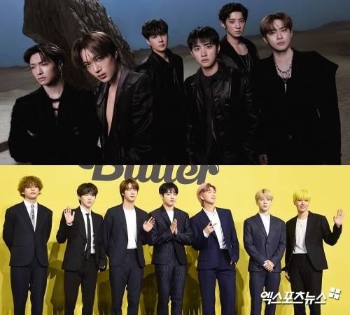 (위) 엑소 / (아래) 방탄소년단.
