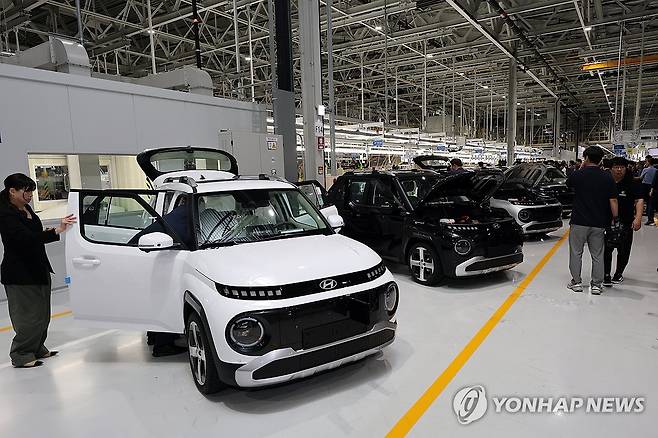 빛그린산단 내 GGM 공장에서 생산된 캐스퍼 전기차  [연합뉴스 자료사진]