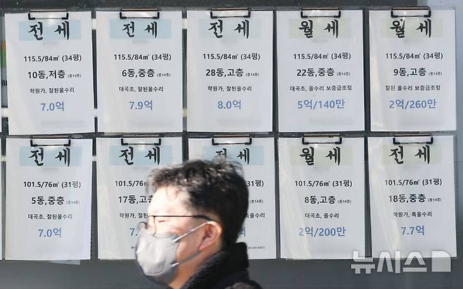 [서울=뉴시스] 김근수 기자 = 6일 서울 강남구 대치동의 한 부동산 앞에 월세 매물 안내문이 붙어 있다. 2026.01.06. ks@newsis.com