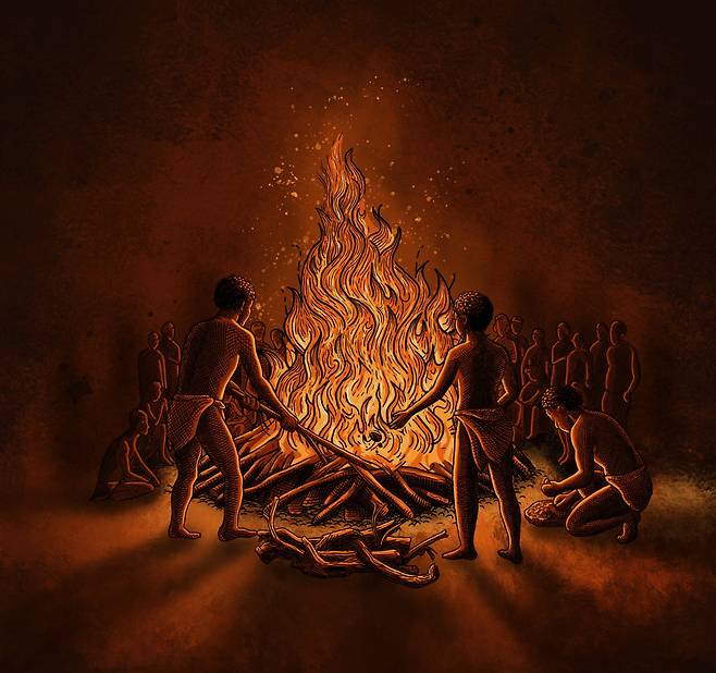 500년 전 아프리카 말라위에서 성인 여성을 화장하는 모습의 상상도./미 애리조나 주립대