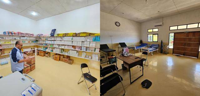 포스코인터내셔널 팜농장 PT.BIA 내부 병원의 모습. 왼쪽 사진은 의약품 창고, 오른쪽 사진은 응급실 모습이다. 포스코인터내셔널 제공