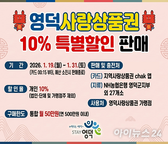 2026년 영덕사랑상품권 10% 특별할인판매 홍보물. [사진=영덕군]