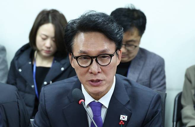 김민석 국무총리가 14일 서울 여의도 국회 의원회관에서 열린 광주·전남 통합추친 특위 간담회에서 발언하고 있다. 뉴스1