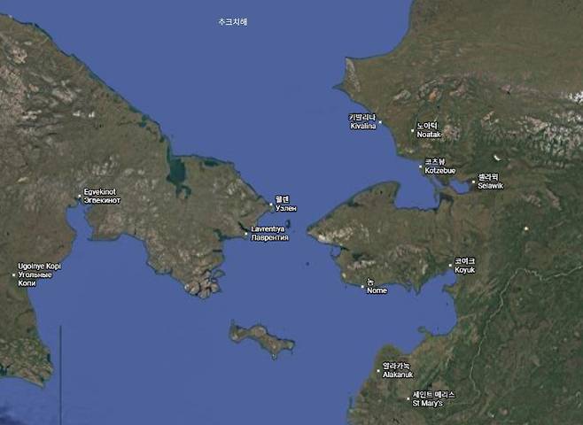 알래스카 서부에 위치한 놈은 북극항로 기착지로 주목받고 있다. 구글맵 캡처