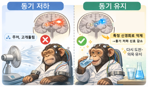 뇌 ‘측좌핵’에 특정 부위가 억제된 원숭이는 불쾌한 경험을 해야 하는 과제를 다시 시도할 때도 의욕이 떨어지지 않았다.<BR> 사진은 기사의 특정 사실과 관련 없음. Chat GPT