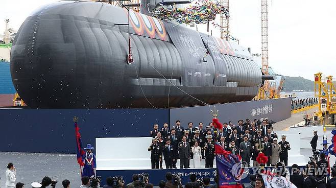 2025년 10월 22일 경남 거제 한화오션에서 열린 장영실함 진수식 (연합뉴스)