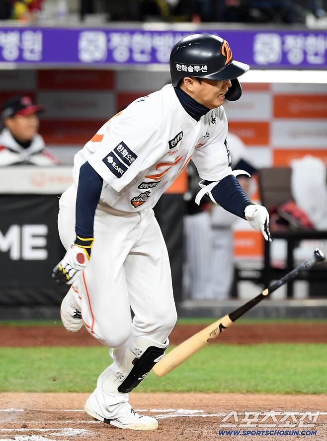 31일 대전 한화생명볼파크에서 열린 한국시리즈 5차전 한화 이글스와 LG 트윈스의 경기. 한화 이원석이 타격을 하고 있다. 대전=박재만 기자 pjm@sportschosun.com/2025.10.31/