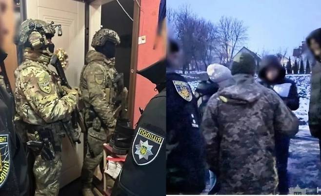 지난해 1월 주택과 사무실을 찾아 병역 기피자들을 단속하는 우크라이나 경찰들 모습. 영상 캡처
