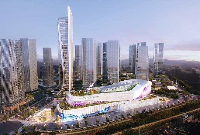 A bird's eye view rendering of The Hyundai Gwangju, a shopping mall that has been under construction since November. (Courtesy of Hyundai Department Store Group)