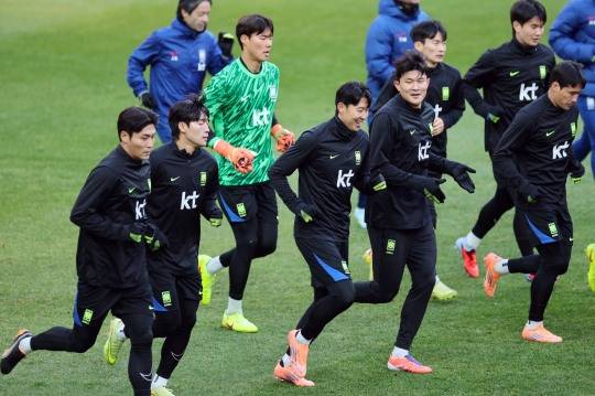 축구 대표팀 훈련. 사진[연합뉴스]