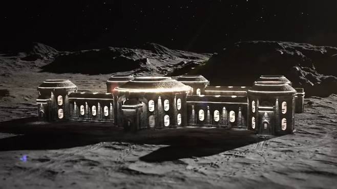 GRU 스페이스가 제시한 최종 단계의 달 호텔 상상도. 달 현지 자원으로 만든 외피 구조를 적용해 한 번에 최대 10명의 투숙객을 수용하는 모델이다. GRU 스페이스 제공