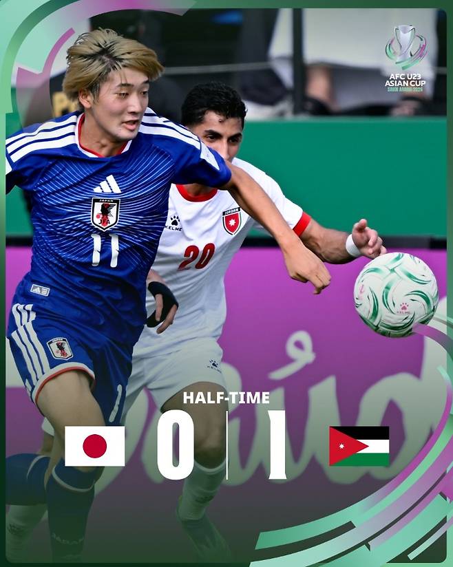 일본 23세 이하(U-23) 축구 국가대표팀은 14일(한국시간) 사우디아라비아 제다에 위치한 킹 압둘라 스포츠 시티에서 열린 요르단과의 2026 아시아축구연맹(AFC) U-23 아시안컵 조별리그 8강전에서 120분 혈투 끝에 승부차기에서 4-2 진땀승을 거뒀다. 일본은 요르단과 연장전을 포함해 120분 경기를 펼쳤지만 1-1로 비기면서 승부차기에 돌입했고, 승부차기에서&nbsp;아라키 루이 골키퍼가 두 번이나 선방하면서 준결승행 티켓을 거머쥐었다. AFC