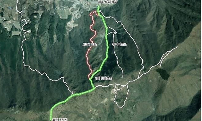 난이도를 반영한 등산경로 3D 지도 예시. 국토교통부 제공