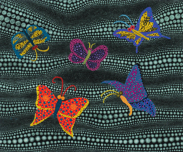 야요이 쿠사마의 ‘Butterflies “TWAO”’ , 캔버스에 아크릴, 38×45.5cm , 2004. 별도문의. 케이옥션 제공