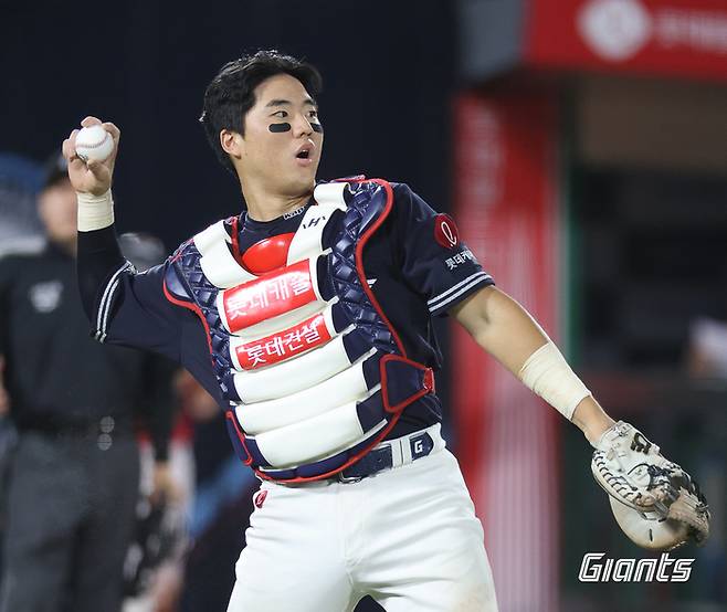 지난해 8월14일 SSG전에 출장한 롯데 포수 손성빈. 사진 | 롯데 자이언츠