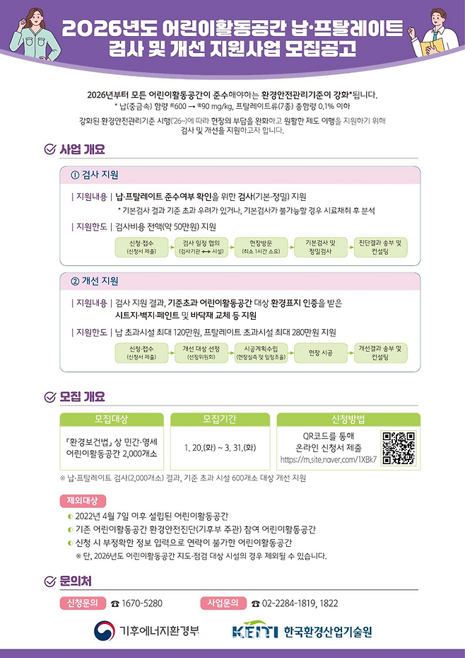납·프탈레이트류 검사 및 개선 지원사업 안내문. ⓒ기후에너지환경부