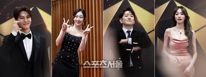 제10회 한국뮤지컬어워즈 (왼쪽부터) ‘남자 주연상’ 박은태, ‘조연상’ 한보라와 정원영, ‘신인상’ 이성경이 19일 레드카펫에서 기념 사진을 촬영하고 있다. 글·사진 | 표권향 기자, 고수진 기자 gioia@sportsseoul.com