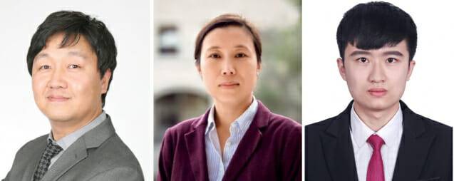 PEC를 개발한 연구진. 왼쪽부터 아주대 조인선 교수, 미국 스탠퍼드대 샹올린 젱 교수, 아주대 런파 탄 박사.(사진=아주대학교)