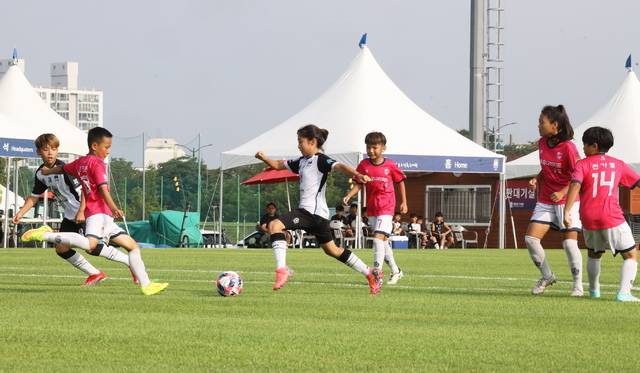 경주 화랑대기전국유소년축구대회 등 전국대회를 유치하고 있는 축구공원의 대회 장면. 경주시 제공