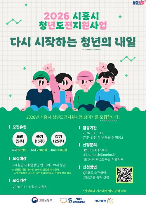 시흥시 2026년 청년도전지원사업 참여자 모집 포스터